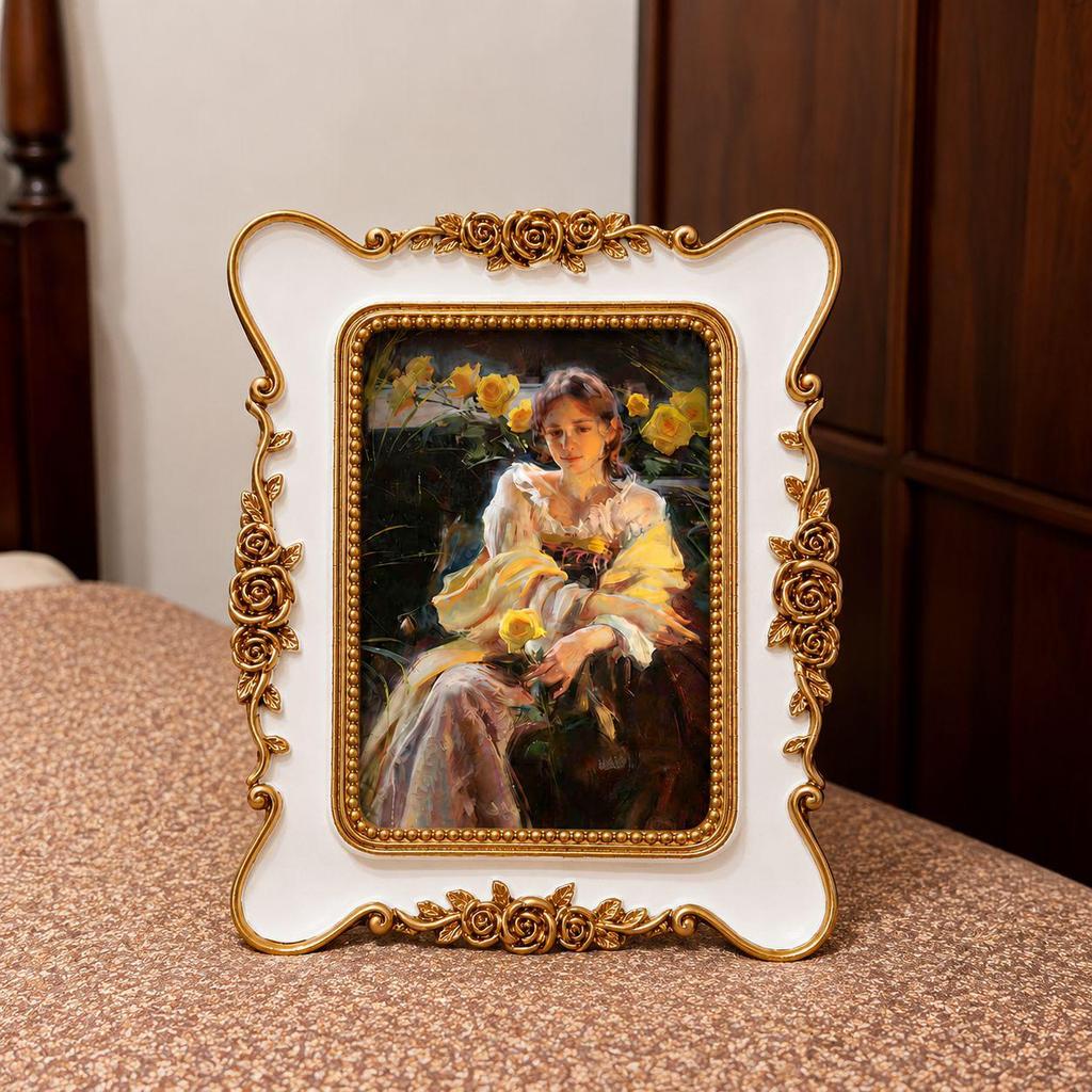 Handmade European-Style Gold Resin Photo Frame - Modern Minimalist Decorative Tabletop Frame