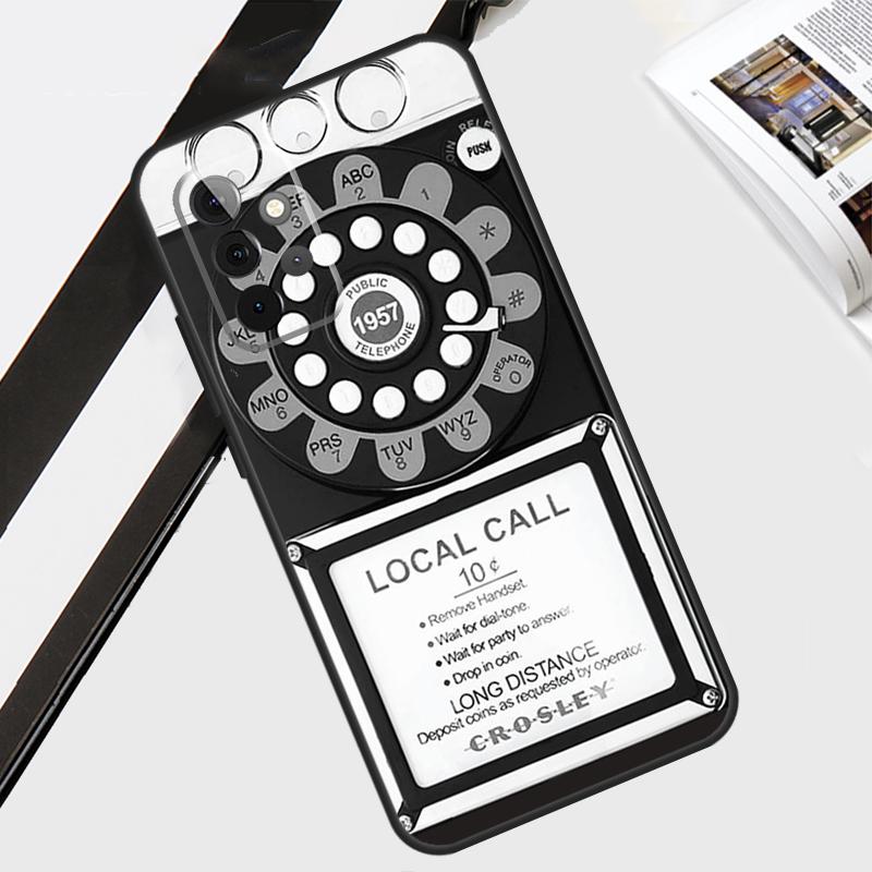 Retro Blue Payphone Vintage Case For Samsung Galaxy A06 A56 A36 A26 A16 A54 A34 A14 A12 A22 A32 A52 A13 A53 A15 A35 A55