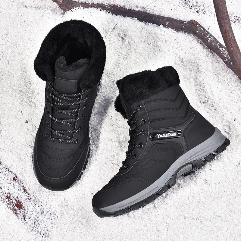 Waterproof Snow Boots Plush Warm Cotton Shoes Women Men Anti-slip Winter Hiking Shoes High-top Boots Outdoor Walking Shoes