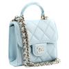 Chanel Diamond Pattern Leather Chain With Magnetic Buckle Closure Sheepskin And Gold Metal Handbag Women'S Baby Blue