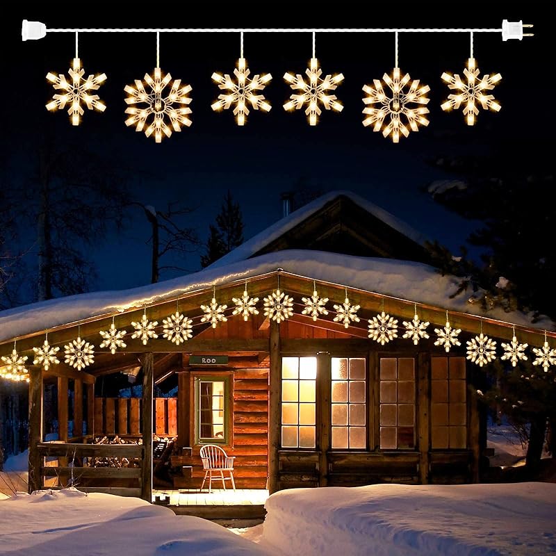 

Snowflake Christmas String Lights with 6 Drops - 9ft 100 Mini Bulb Icicle Lights with Hooks, Plug-in Connectable Hanging Lights for Christmas Home 1 PC - 6 Drops