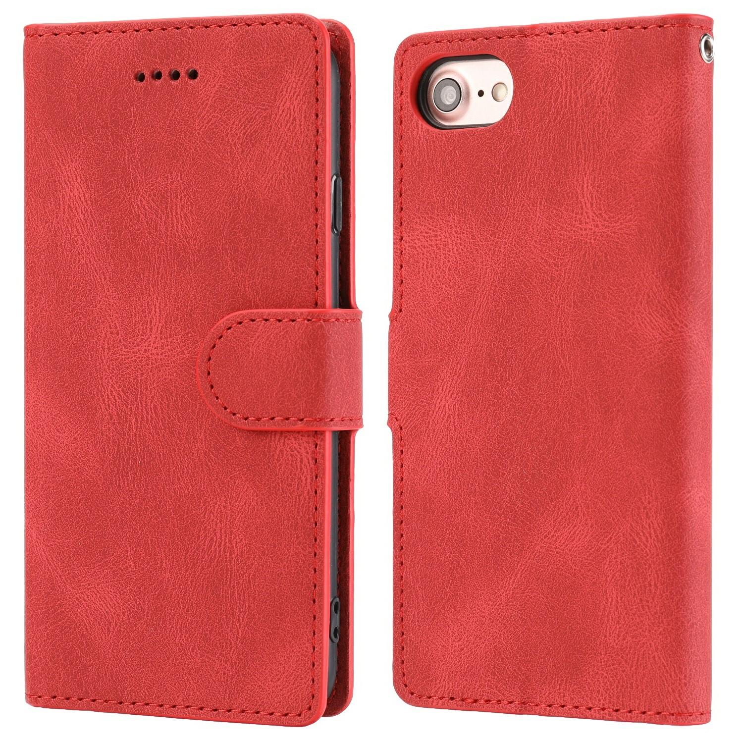 

For iPhone 16e Case PU Leather Phone Cover with Wallet Stand Red