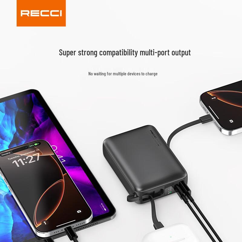 20000mAh Fast Charging Power Bank with Built-in Cable