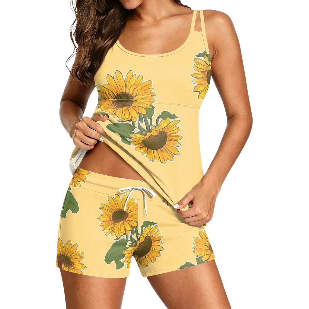 Women's Printed Split Swimsuit Sport Swimsuit Two-Piece Set
