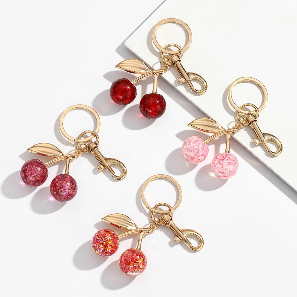 Fashionable Cherry Shaped Keychain Adorable Cherry Fashion Key Chain Stylish Keyrings Jewelry for Car Keys or Bags