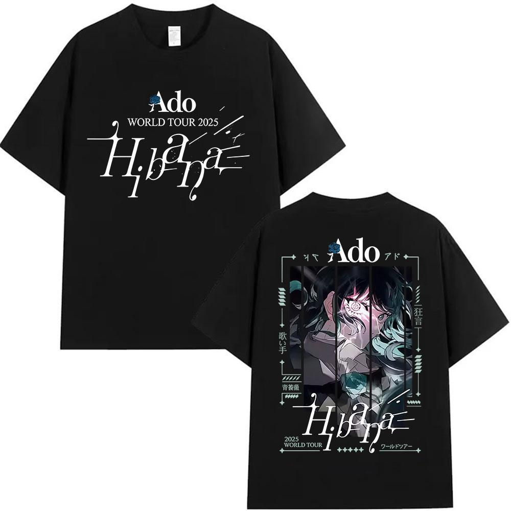 Springsummer Japanese Ado Hibana WORLD TOUR New TShirts Men Women Clothing Gothic Fashion Short Sleeve Pure Cotton Printed Top