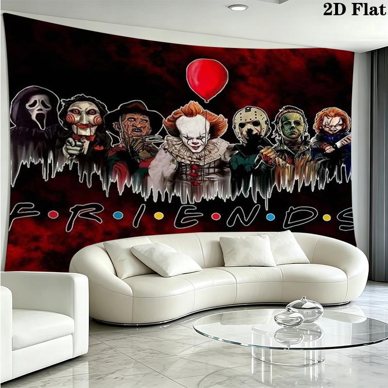 Horrorfilm-Serie Wandteppich Ästhetischer Wandbehang Bedruckter Stoffdecke Dekorative Wandteppiche für Schlafzimmer Wohnzimmer Heimdekoration