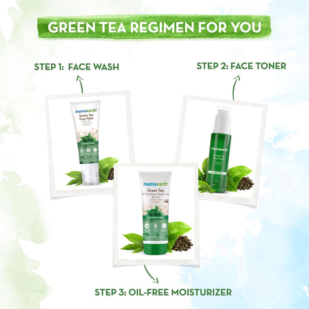 Mamaearth Green Tea Face Toner With Collagen For Open Pores 100 ml - Hydrating & Clarifying Skin Care