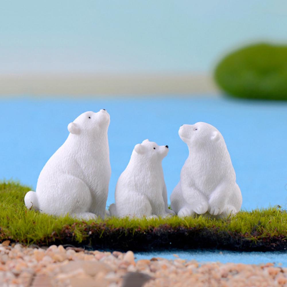 Mini White Bear Polar Bear Figurines Simulation Home Micro Landscape Garden Miniatures Animal Home Decor Accessories