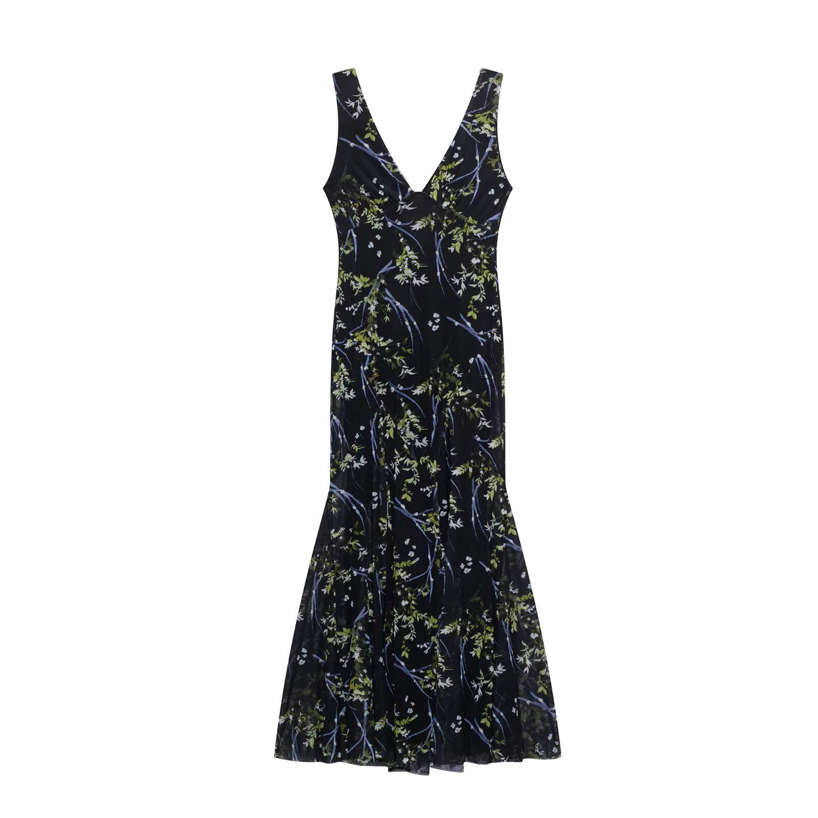 

TAOP&ZA Women s Elegant Sleeveless Silk Floral Dress Medium