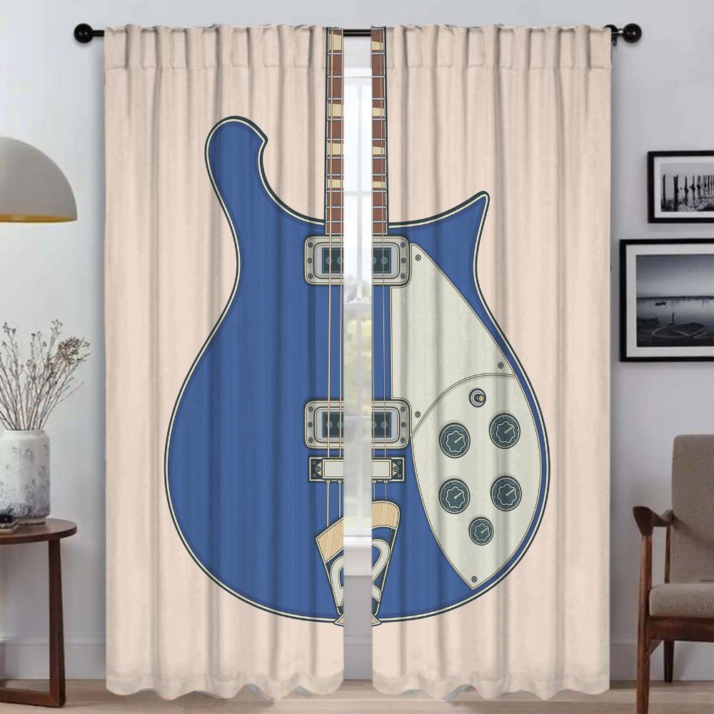 Partition Guitar Pattern Curtains Camera Tulle Bedroom Child Room Shades Window Curtain Living Kitchen Light Blocking Polyester Ideal For Master
