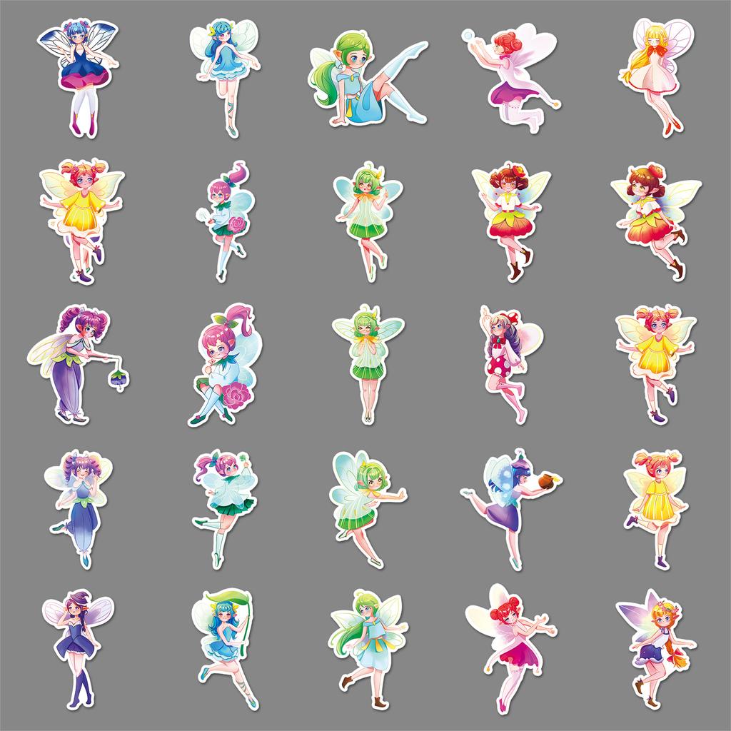 50 Elf Cartoon Stickers Hand-drawn Cute Fairy Tale Dreamy Decorative Water Cup Stationery Glue Drop Stickers