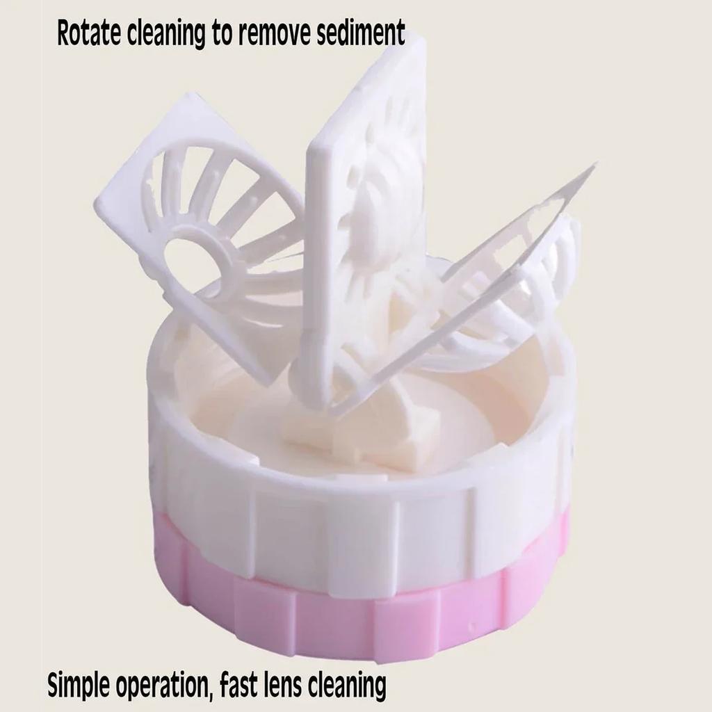 1pc  Contact Lenses Cleaner Device Manually Rotatable Type Portable Contact Lens Beauty Pupil Storage Cleaning Container Tools