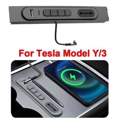 Intelligente physische Tasten 27W Schnelllade-Dockingstation USB-Hub für Tesla Model Y/3 2021-2023 Mittelkonsolen-Controller
