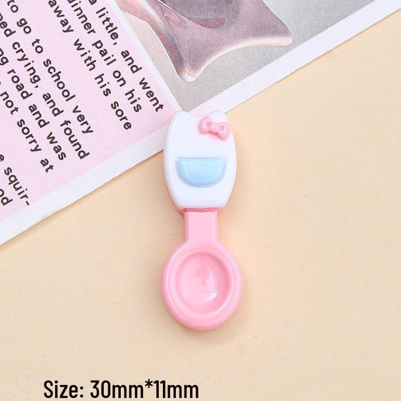 Kit d'accessoires en résine DIY: Boucles de chaussures de dessin animé, colle crème, épingle à cheveux, bijoux cuillère chaton coloré