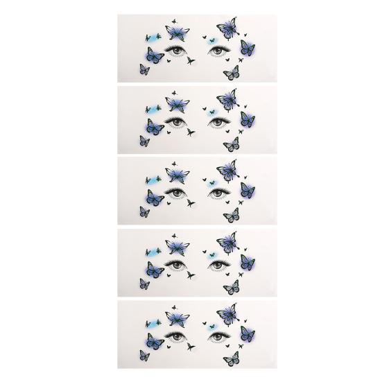 5 Sheets Glitter Butterfly Eye Stickers, Temporary Face Tattoos for Kids, Cartoon Decals for Festival Makeup, Party Decor