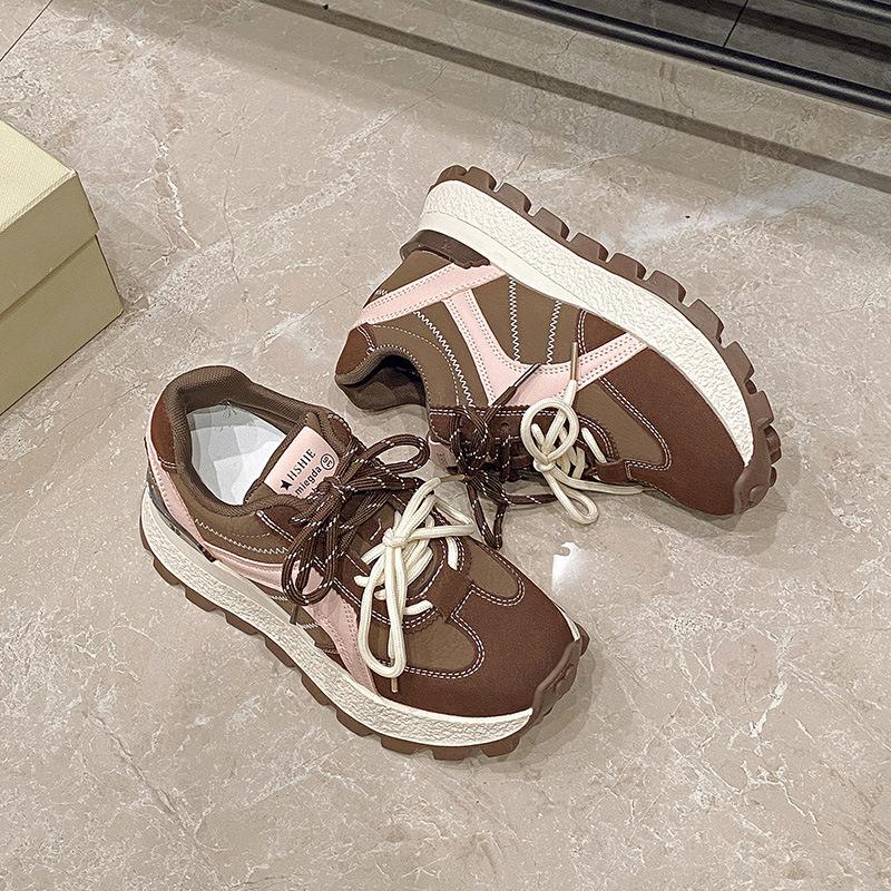 2025 autumn new German training shoes waterproof table fashion casual shoes autumn ins women's shoes round head height Forrest Gump shoes women