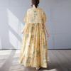 DIMANAF 2025 Summer Plus Size Dress Basic Women Vintage Casual Loose O-Neck Long Floral Printing Dress Maxi