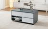 Mesa de centro regulable en altura de 100*98*65 cm con almacenamiento oculto, ruedas y cajones, mesa de comedor multifuncional, empalme gris-blanco