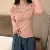French V-Neck Knitted Sweater Women'S Autumn Inner Slim-Fitting Pure Desire Style Design Niche Bottoming Shirt Top