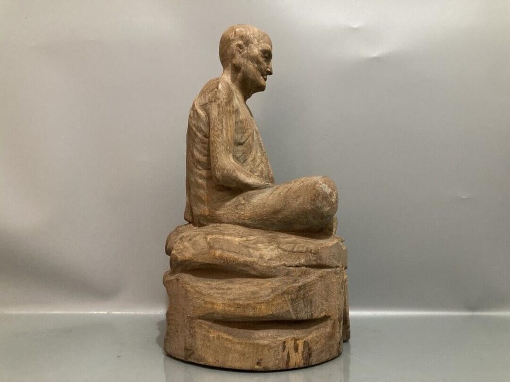 Antique Vintage China Old Wood Wooden Carved Buddha Statue Home Decor Sculpture