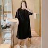Women's Short-sleeved T-shirt Slit Dress Summer Mid-length Over The Knee Casual Dress Large Size Meat Mask Smiling Face Dress