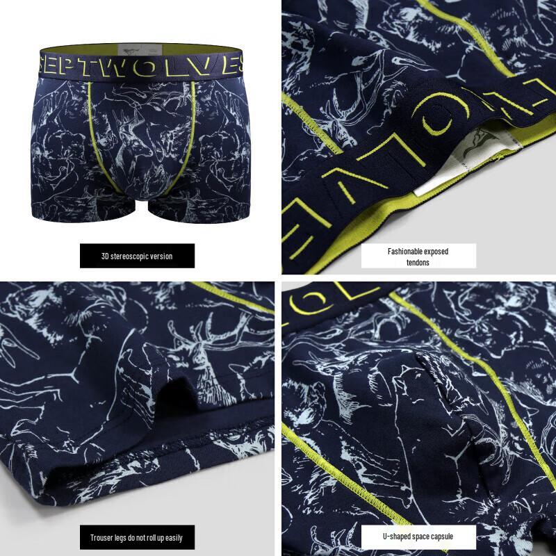 Septwolves Men's Cotton-Spandex Boxer Briefs 3-Pack