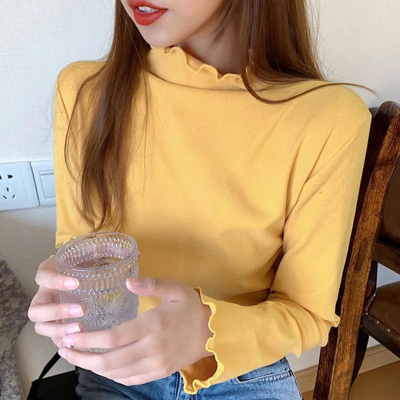 Kitten Diary Women's Slimming White Base Layer Velvet Top - Long Sleeve, Autumn/Winter Wear