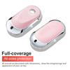Compatible with Mercedes Benz Key Fob Cover with Keychain, Pink Genuine Leather Crystal Key Case Protection Shell Fit for 2020