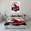 Red Sun, Snowy Peaks, Japanese Aesthetic Printed Duvet Cover Set1 Duvet Cover+2 Pillowcasemulti Size Bedroom Bedding Decor