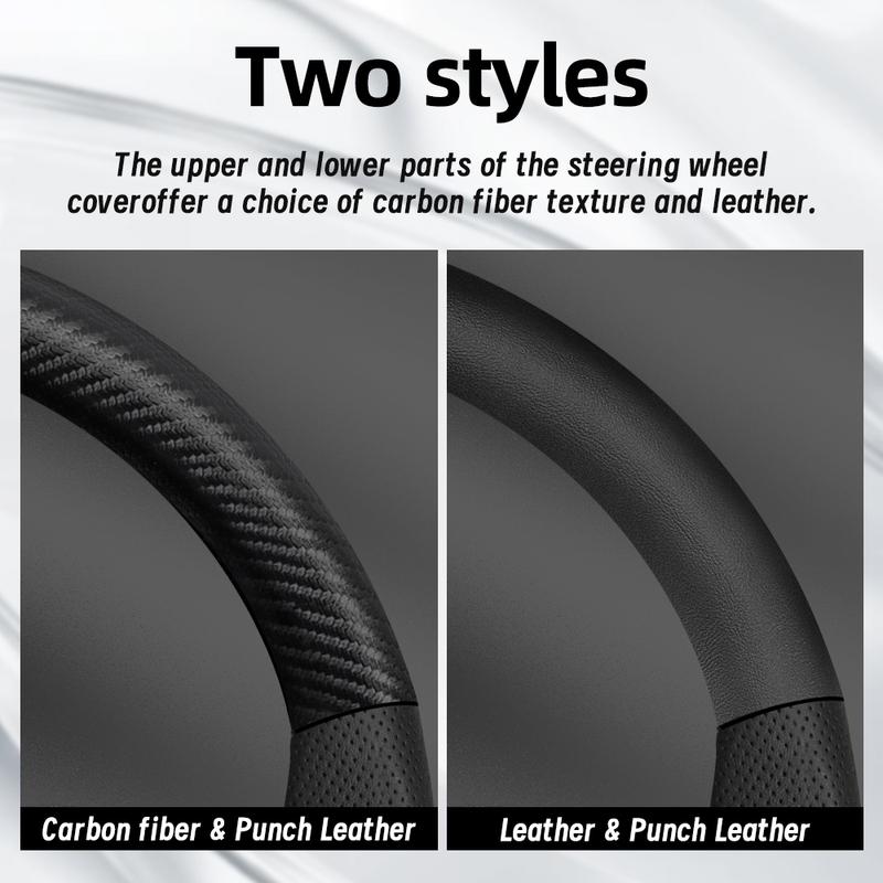 Suitable for Byd Breathable Leather Matte Carbon Fiber Texture Steering Wheel Cover Suitable for Dolphin Mini Seal Atto 3 King Shark 6 Song Pro