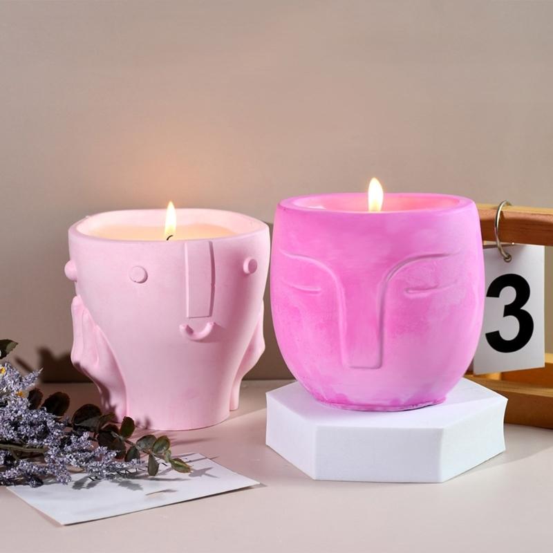 Innovative Silicone Flower Vase Molds Face Shape Flexible Ornament Molds Silicone Flowerpot Mold Suitable for Crafting
