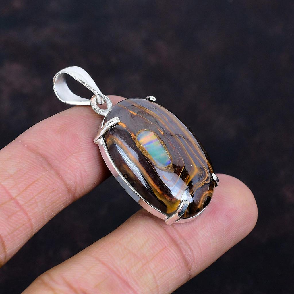 Ethopian Opal In Boulder Opal Pendant Very Pretty Gemstone Jewelry Handmade Pendant 925 Sterling Silver Pendant Unique Pendant Gifts for Mom