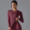 New Double-sided Brushed Solid Color Long Yoga Suit With Long Sleeves, High Elasticity And Breathability For Sports Running
