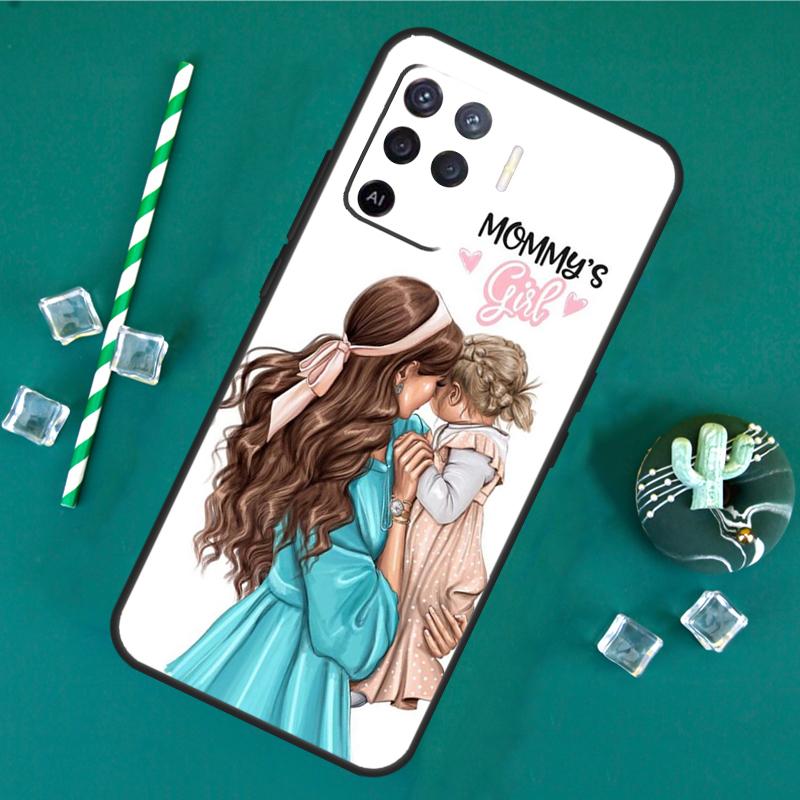 Brown Hair Baby Mom Girl Queen Case For Oppo A60 A40 A80 A16 A76 A96 A18 A38 A58 A78 A98 A91 A15 A17 A74 A94 A54 A57S Cover