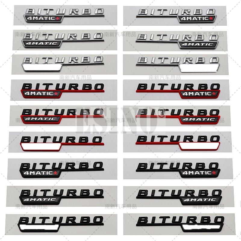 2 x 3D Biturbo 4Matic 4Matic+ Car Trunk ABS Emblem Rear Body Tailgate Fender Adhesive Badge for Mercedes Benz 2014 - 2016 QV2