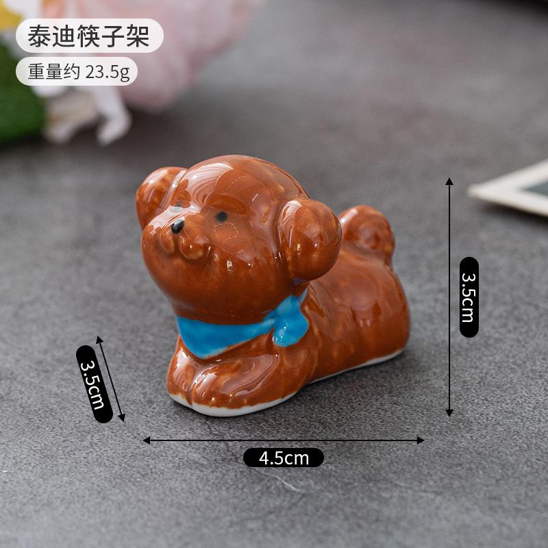 1 st ZAKKA Japansk Stil Keramisk Hund Fransk Bulldog Teddy Ätpinnshållare Mini Söt Hem Bordsdekoration Ätpinnskudde
