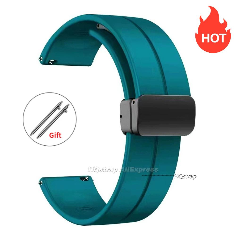 Magnetic Silicone Watch Strap 18mm 20mm 22mm Bracelet Magnetic Metal Buckle Wristband Quick Release Men Women Band Accessories