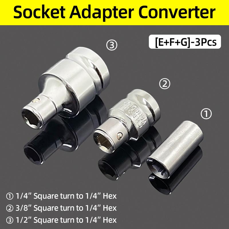 Double Square Head Socket Adapter Converter Reducer Set 1/4 3/8 1/2 Impact Drive Ratchet Wrench Socket Adaptor Repair Hand Tool