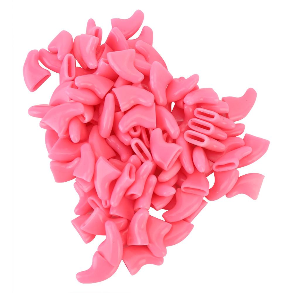 100 Stück Haustier Katze Weiche PVC-Nagelabdeckung Kralle Wrap Pflegezubehör (Hellrosa XS)