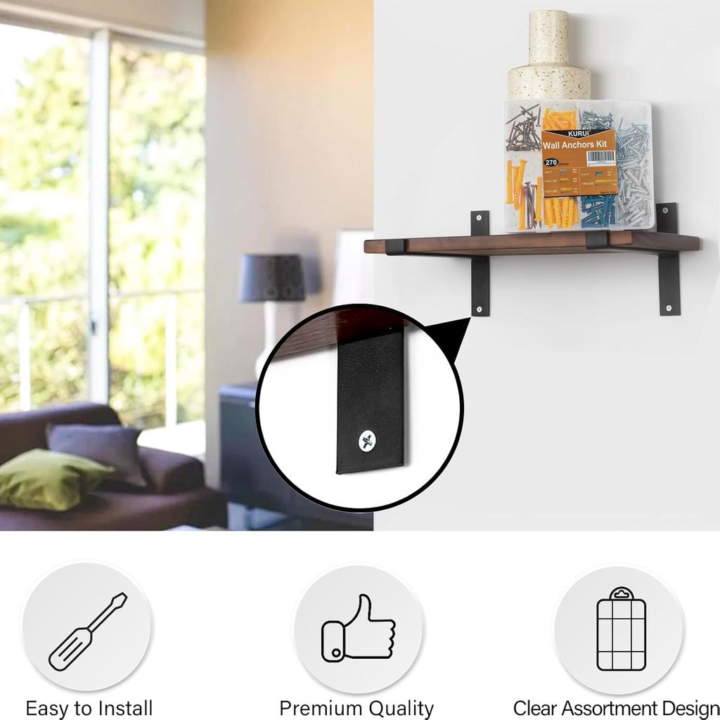 Plastic Wall Anchors and Screws Assortment Kit 230PCS, 115 Plastic Drywall Anchors and 115 Philips Flat Head Screws, 5 Sizes Galvanized Screws