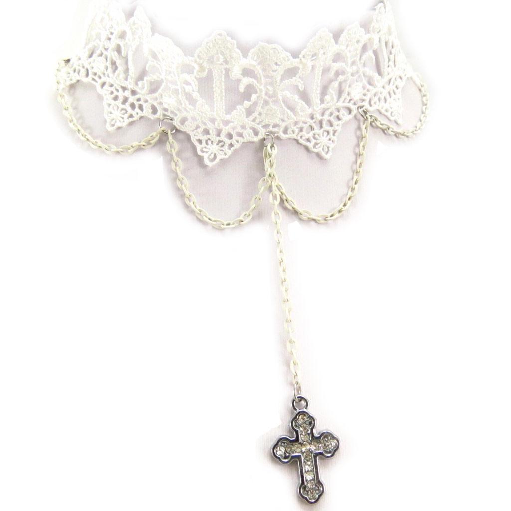 Les Trésors De Lily [K6568] - 2 ras de cou créateur 'Courtisanes' ivoire (dentelle)