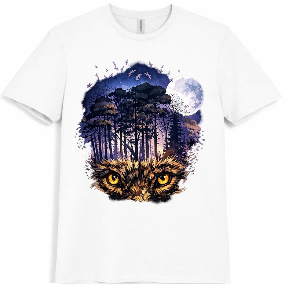 Owl T-Shirt Wildlife Graphic Tee Nature Bird Animal Lover Forest Gift Top