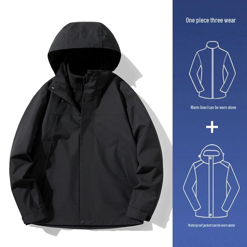 

2024 Ветрозащитный и водонепроницаемый альпинистский костюм 3-в-1 с термошвами, унисекс, съемный комплект для осени/зимы Medium