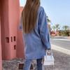 Women's Fashion Suit Collar Solid Color Mid-Length Tweed Coat Jacket With Pockets