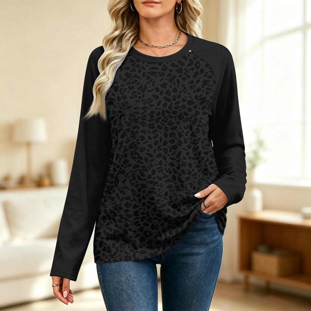 Women's Printed Colorblock Raglan Sleeve Neck Long Sleeve Sweatshirt