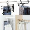 5 In 1 Multifunction Pant Rack Towel Shelves Closet Organizer Stainless Steel Wardrobe Adjustable Magic Trouser Hangers