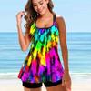 Women's Shoulder Strap Swimsuit Caixia Coconut Tree Print Bikini Tankini Swimsuit