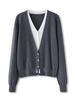 Women's 100% Wool V-Neck Two-Piece Cardigan Sweater – Autumn Loose Knit, Long Sleeve, Versatile Top