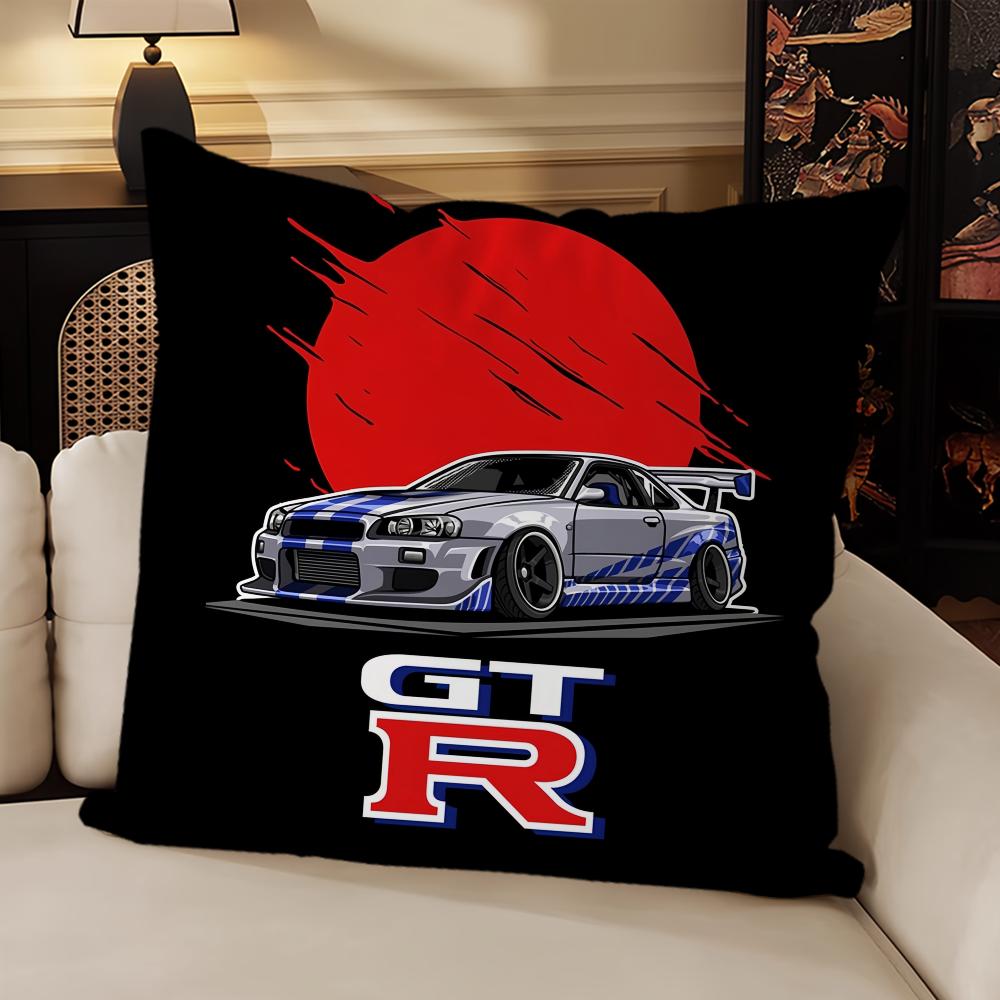 Japanese Cars Cushion Cover Living Room Headboard Bedroom Office Cushion Cushion Sofa Nap Time J-Jdm G-GTR Sports Pillow Case